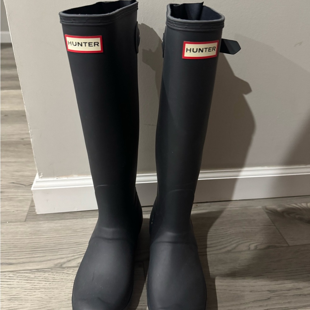 Hunter Black Rain Boots with Label